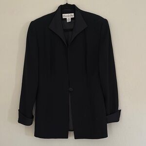 Christian Dior Black Women's Tuxedo Jacket Vintage Wool